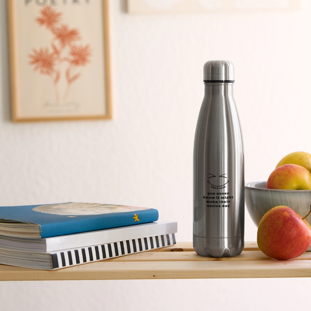 Smile Back Insulated Stainless Steel Water Bottle - silver