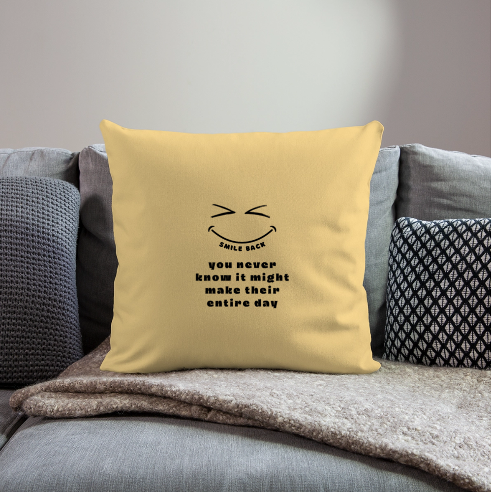 Smile Back Throw Pillow Cover 18” x 18” - washed yellow