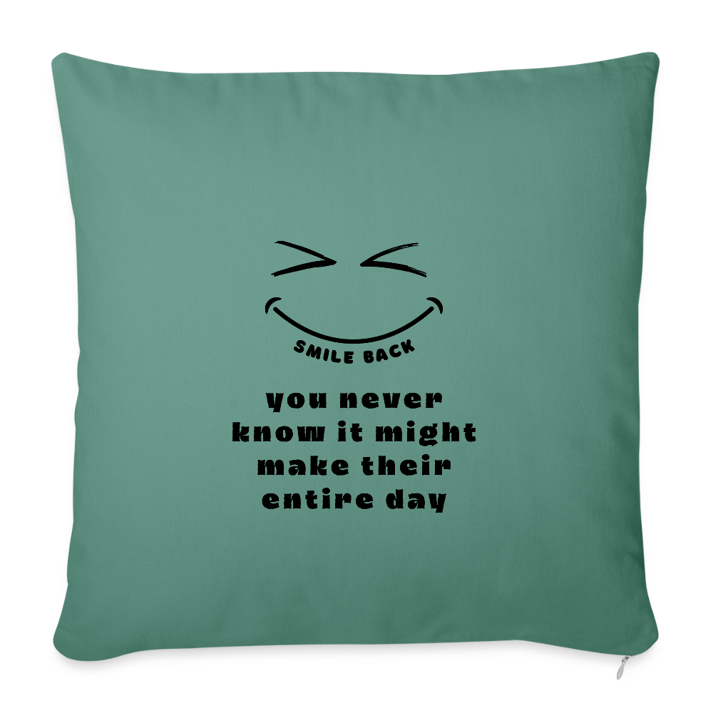 Smile Back Throw Pillow Cover 18” x 18” - cypress green