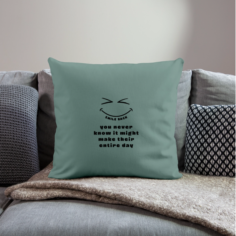Smile Back Throw Pillow Cover 18” x 18” - cypress green