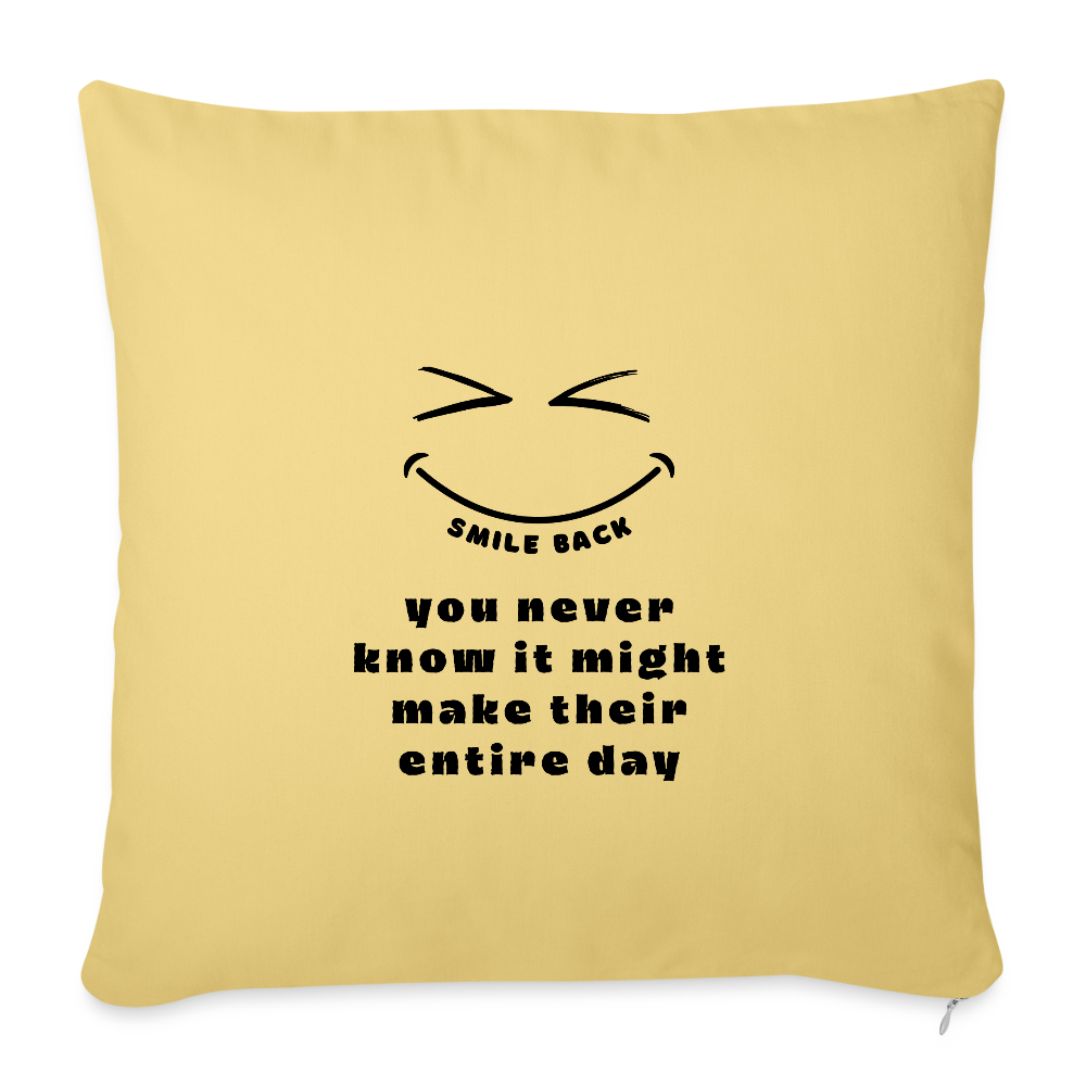 Smile Back Throw Pillow Cover 18” x 18” - washed yellow