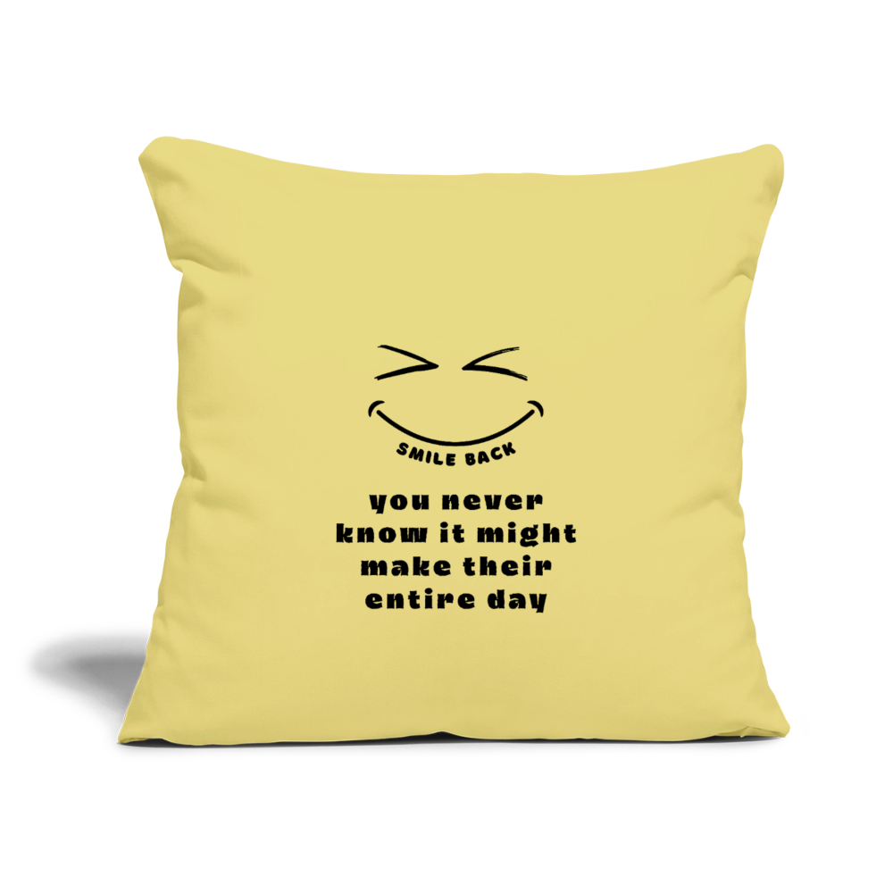 Smile Back Throw Pillow Cover 18” x 18” - washed yellow