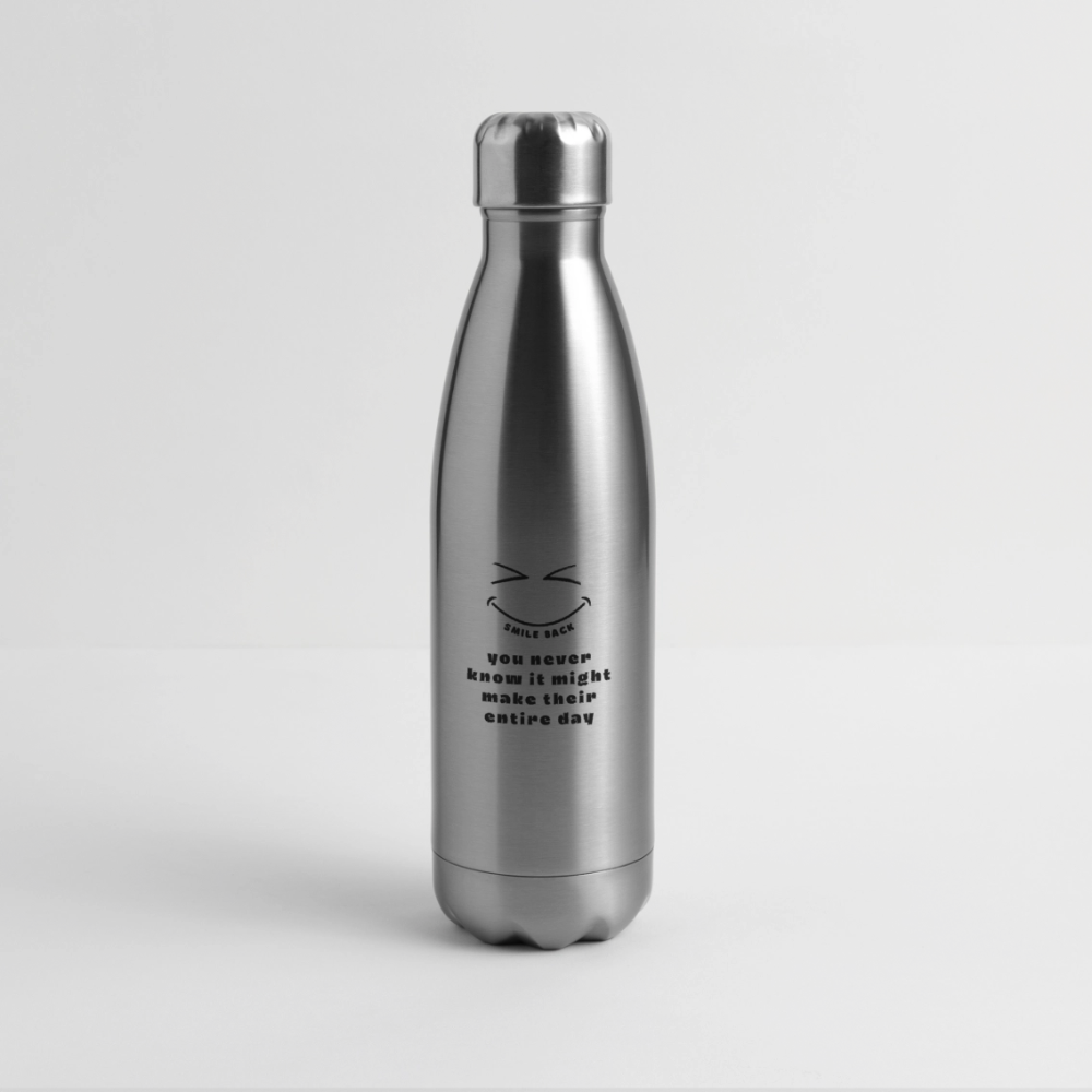 Smile Back Insulated Stainless Steel Water Bottle - silver