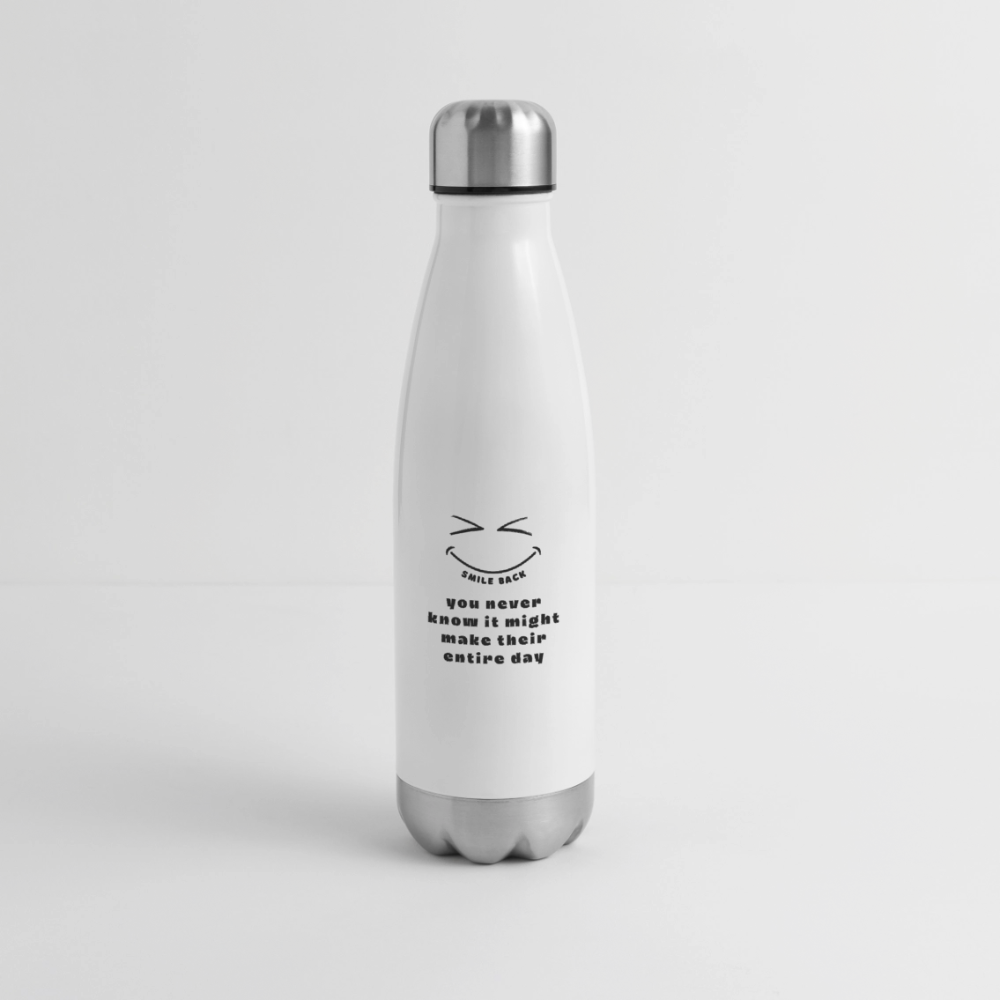 Smile Back Insulated Stainless Steel Water Bottle - white
