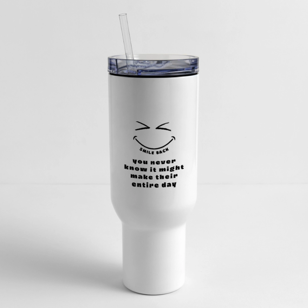 Smile Back 40 oz Travel Tumbler - white